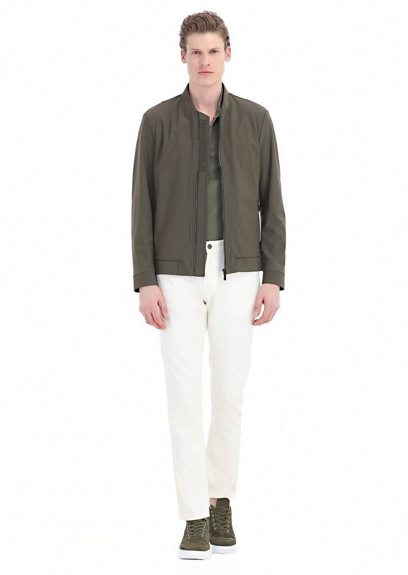 Khaki Plain Polo Neck 100% Cotton T-Shirt - 3
