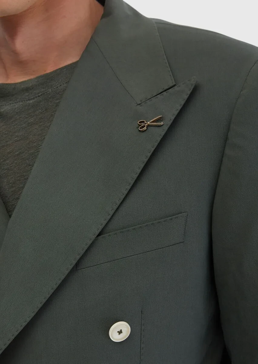 Khaki Plain Slim Fit Jacket - 6
