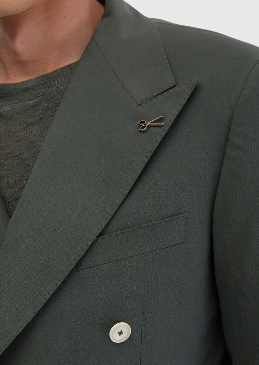 Khaki Plain Slim Fit Jacket - 6