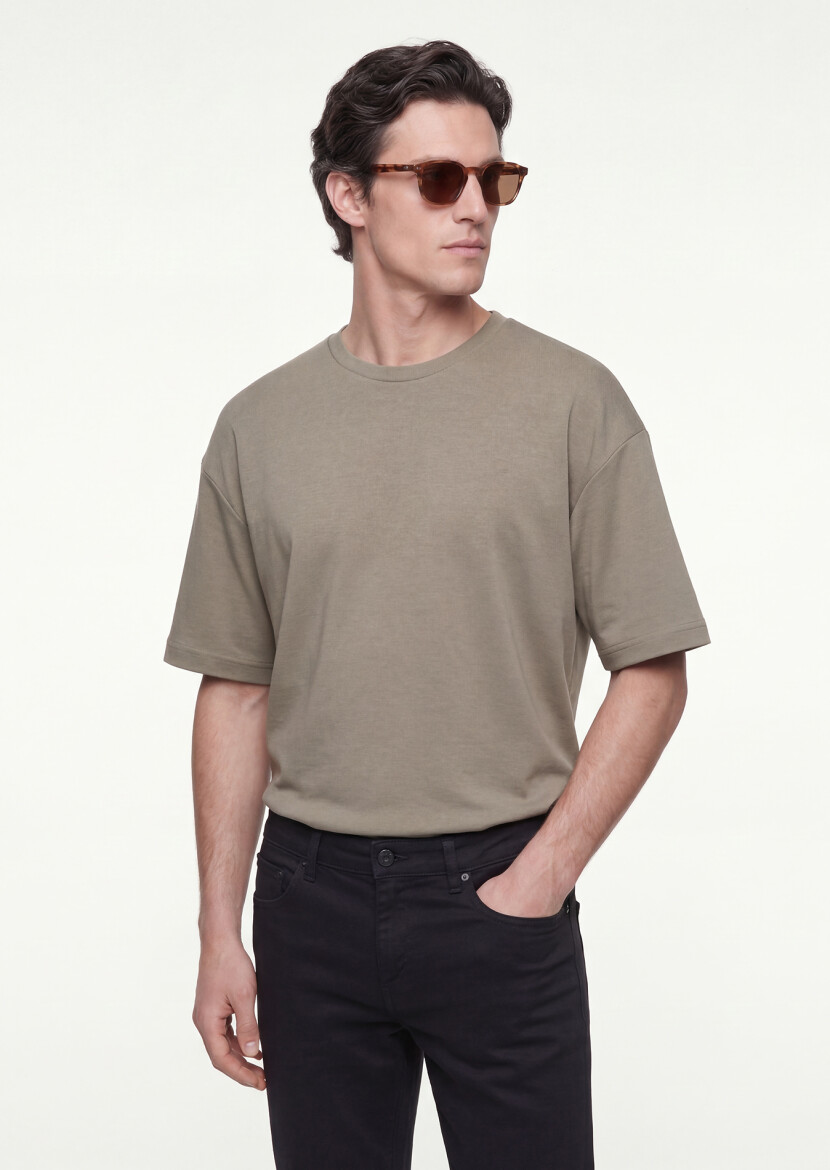 Khaki Plain Sweatshirt - 1