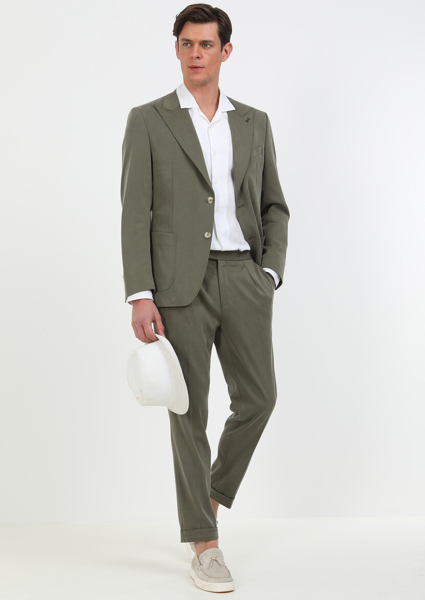Khaki Plain Zeroweight Slim Fit Suit - 2