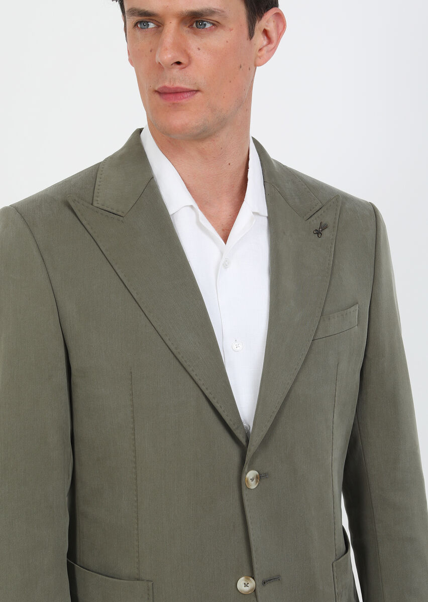 Khaki Plain Zeroweight Slim Fit Suit - 3