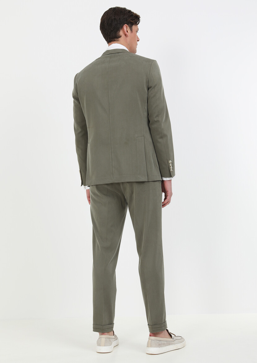 Khaki Plain Zeroweight Slim Fit Suit - 6