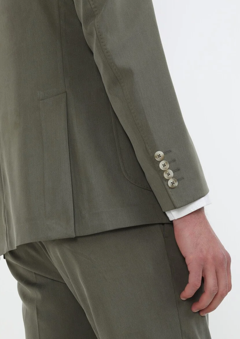 Khaki Plain Zeroweight Slim Fit Suit - 5
