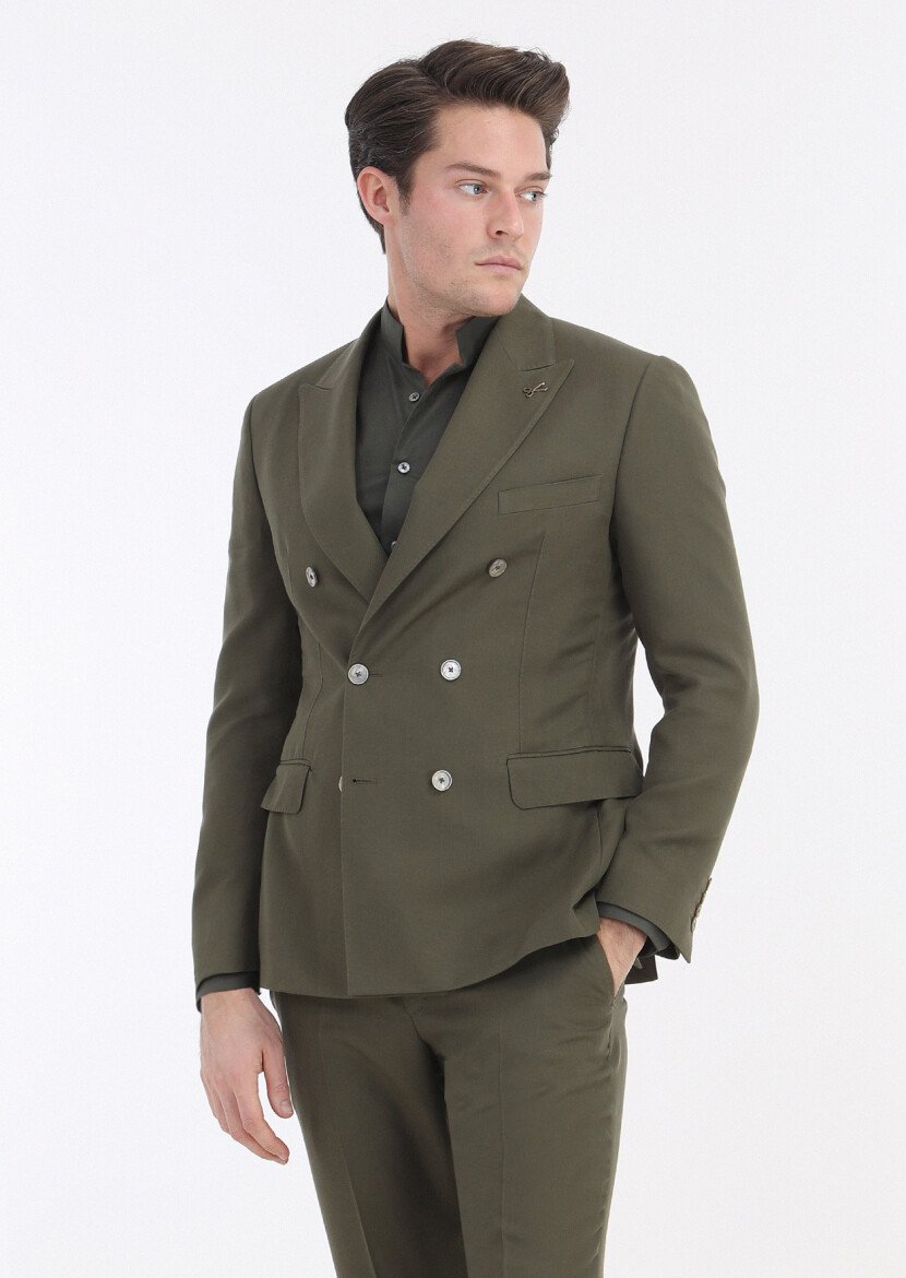 Khaki Plain Zeroweight Slim Fit Suit - 3