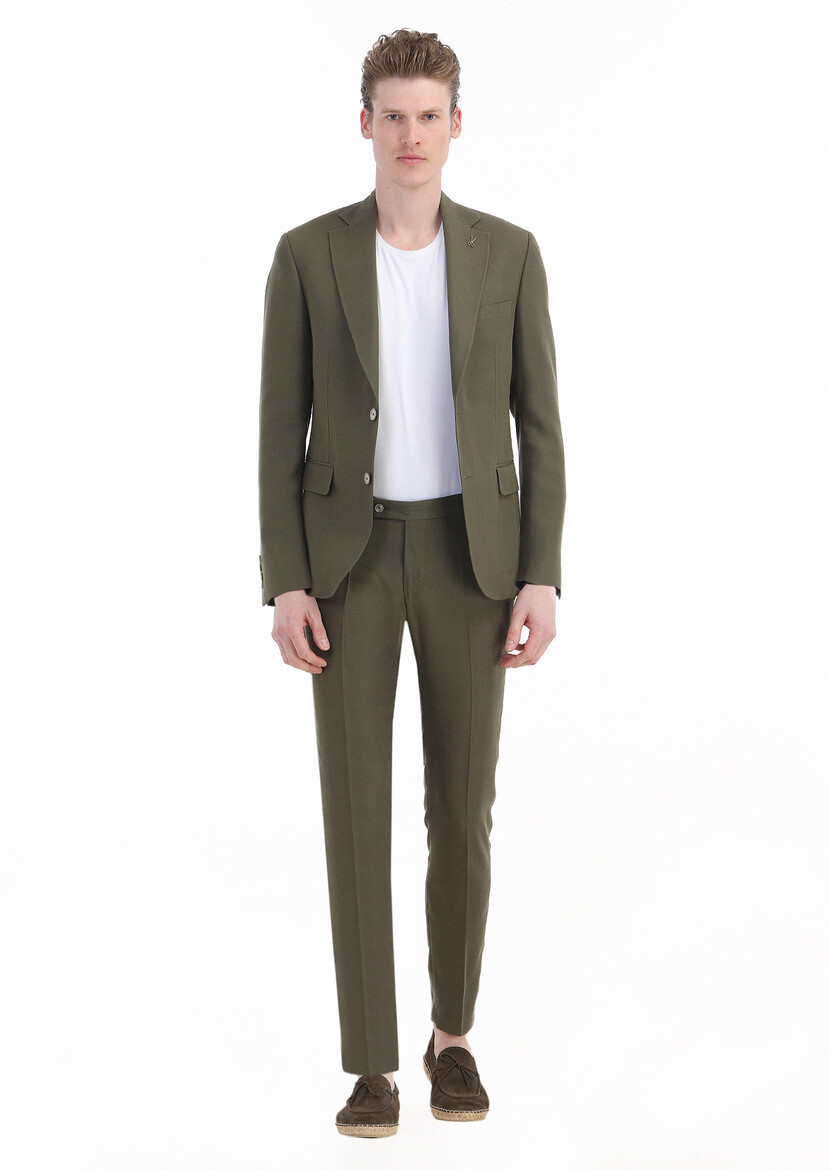 Khaki Plain Zeroweight Slim Fit Suit - 2