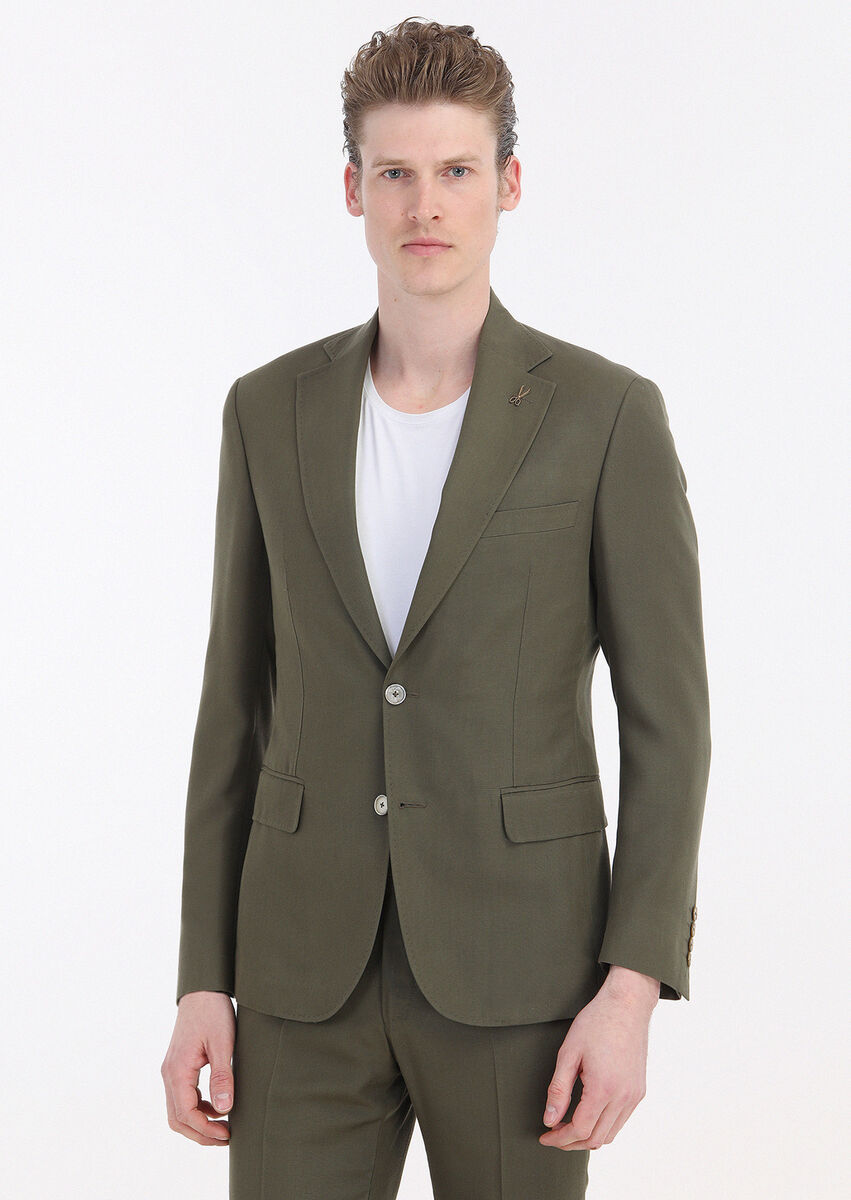 Khaki Plain Zeroweight Slim Fit Suit - 4