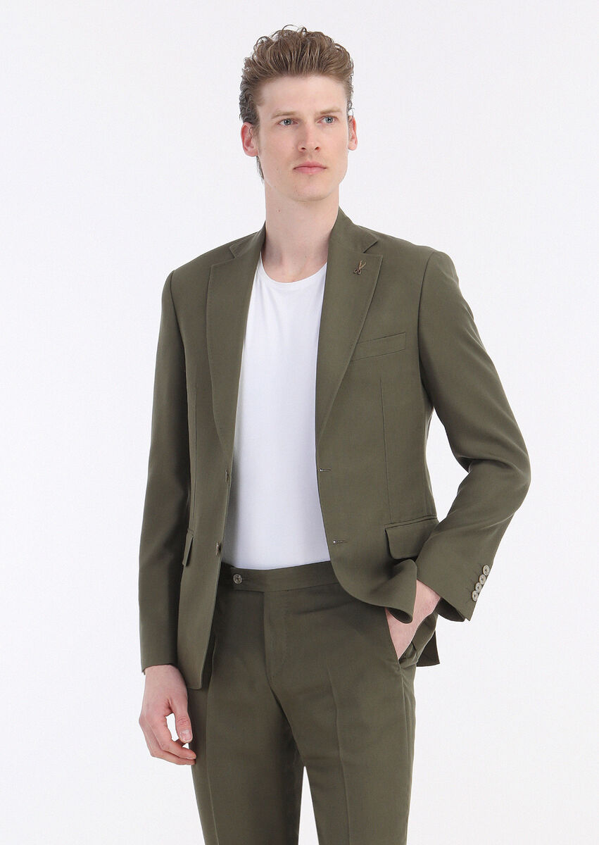 Khaki Plain Zeroweight Slim Fit Suit - 5