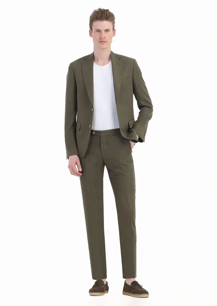 Khaki Plain Zeroweight Slim Fit Suit - 3