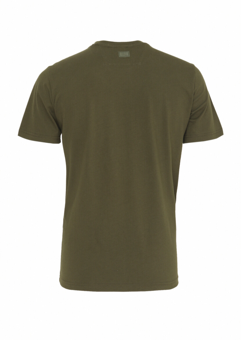 Khaki Printed Crew Neck 100% Cotton T-Shirt - 5