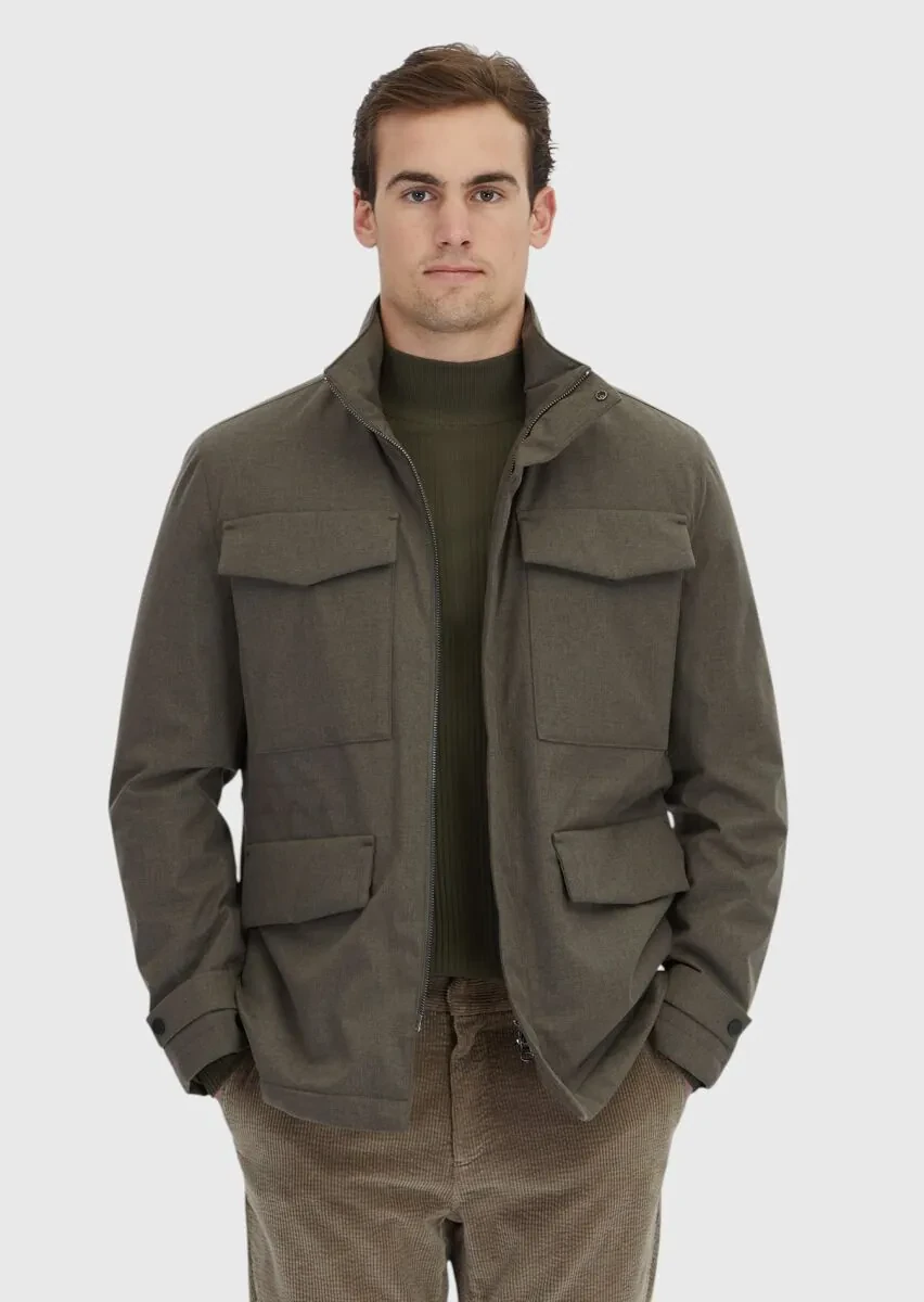 Khaki Regular Fit Blazer - 1