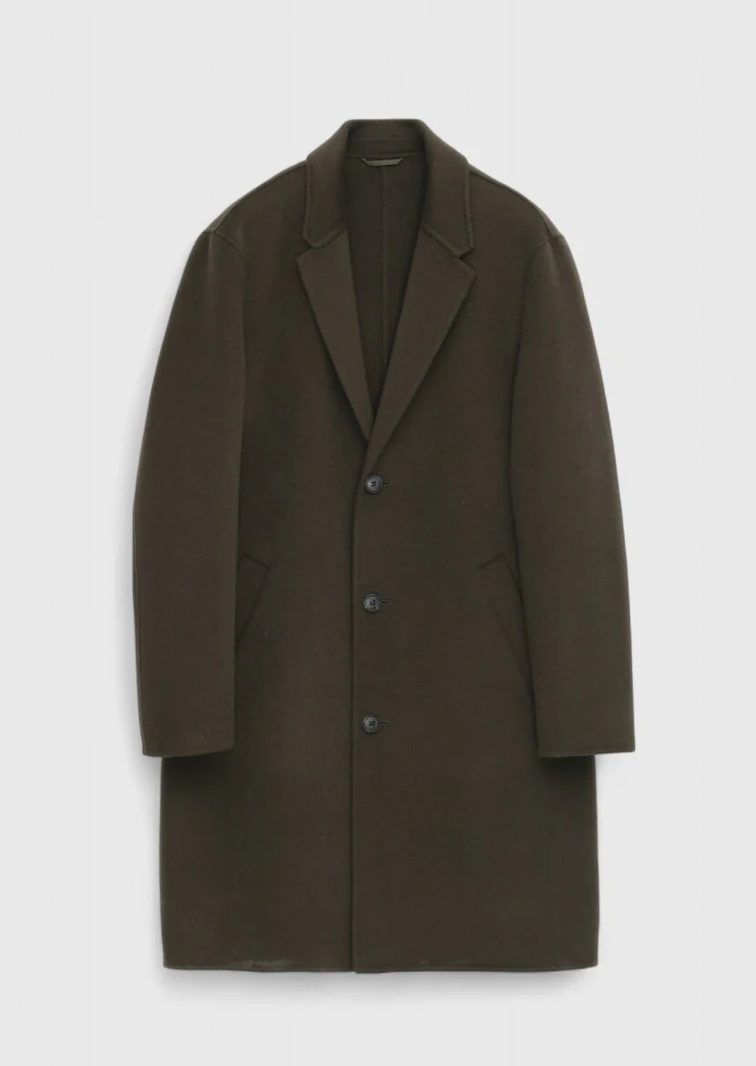 Khaki Regular Fit Butterfly Collar Classical Weaving Overcoat - 8