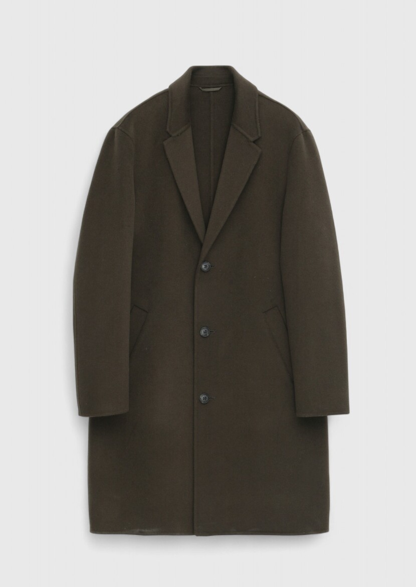 Khaki Regular Fit Butterfly Collar Classical Weaving Overcoat - RAMSEY