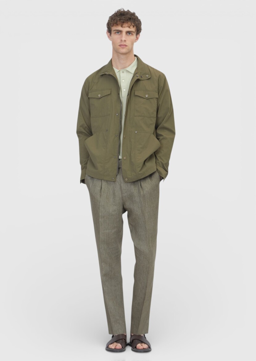 Khaki Regular Fit Hidden Hood Casual Technical Coat - 2