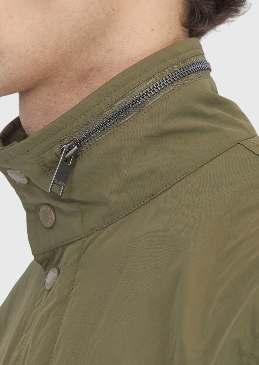 Khaki Regular Fit Hidden Hood Casual Technical Coat - 5