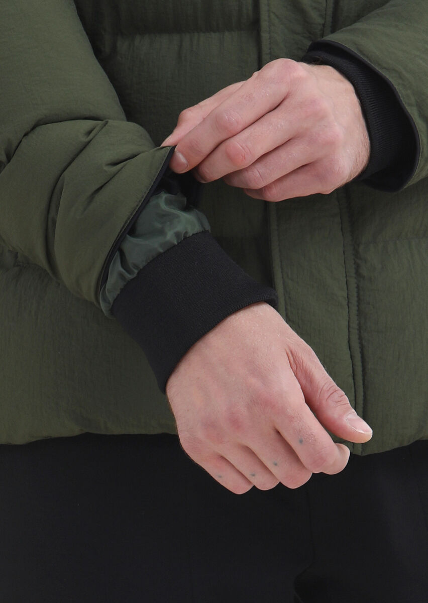 Khaki Regular Fit Hooded Casual Weaving Coat - 7