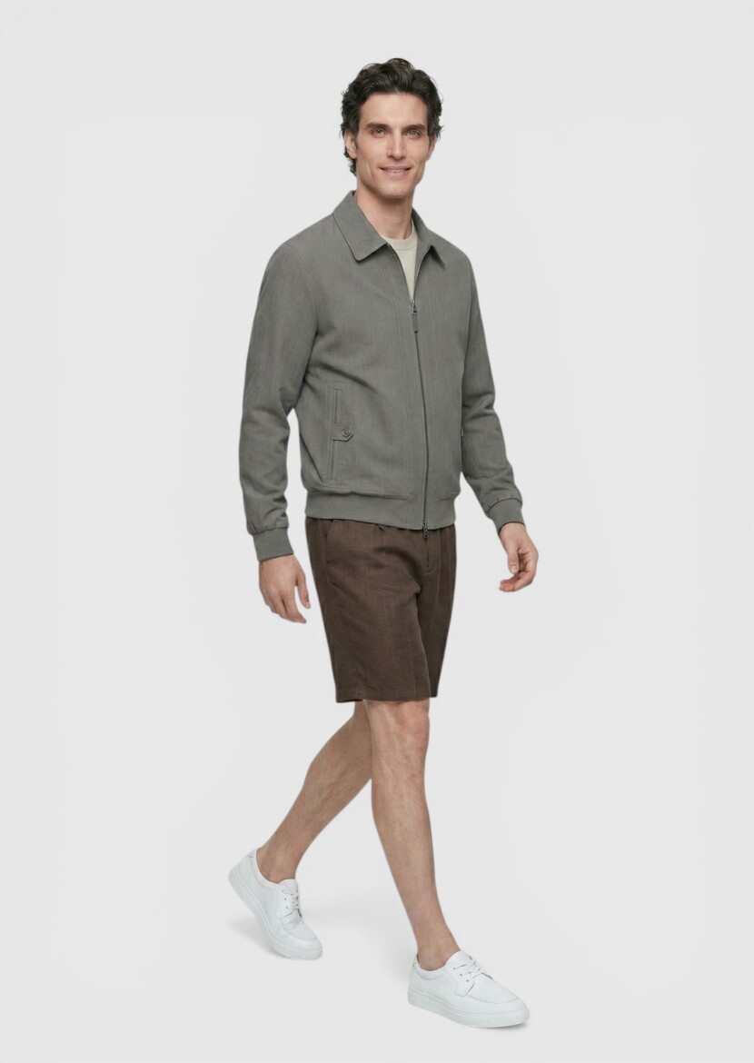 Khaki Regular Fit Shirt Collar Casual Technical Coat - RAMSEY