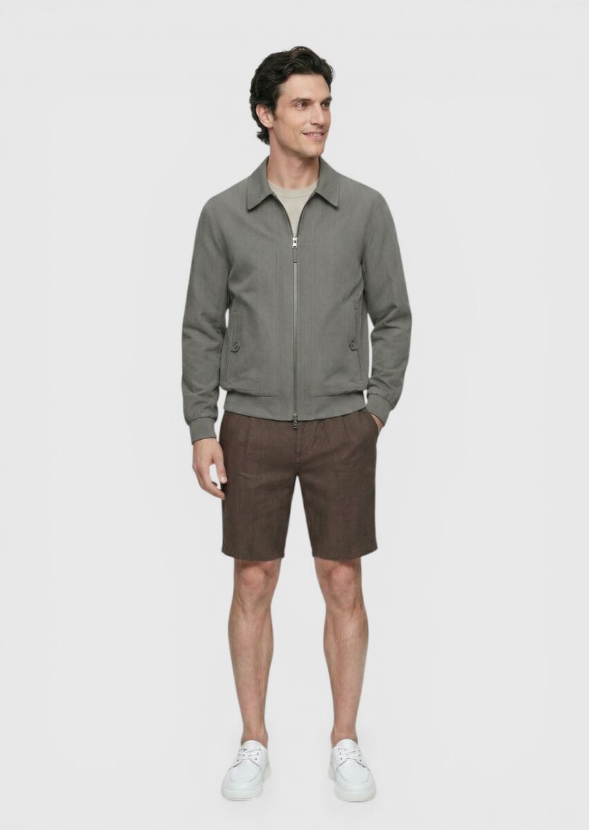 Khaki Regular Fit Shirt Collar Casual Technical Coat - 4