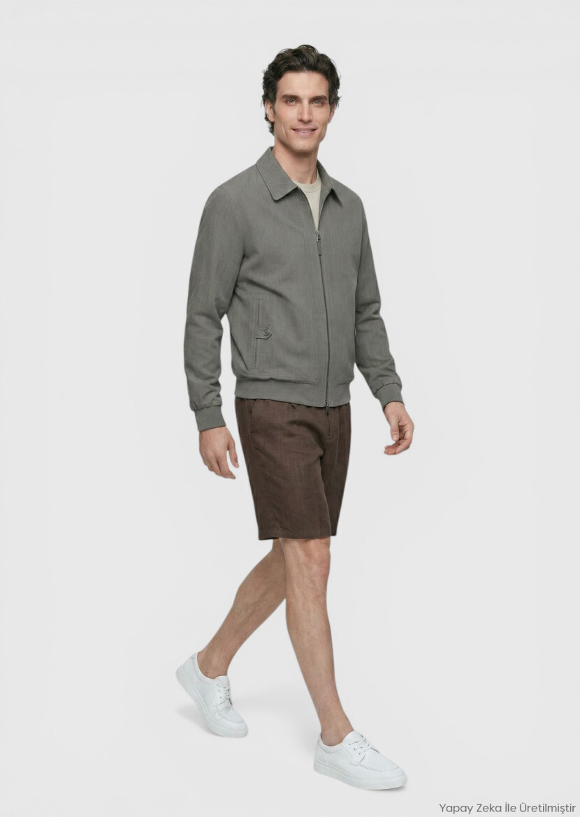 Khaki Regular Fit Shirt Collar Casual Technical Coat - RAMSEY