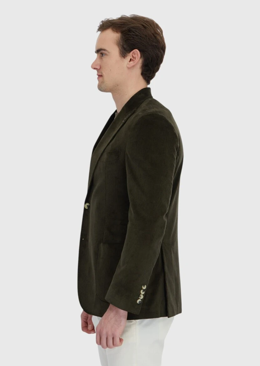 Khaki Ribbed Zeroweight Slim Fit 100% Cotton Jacket - 5