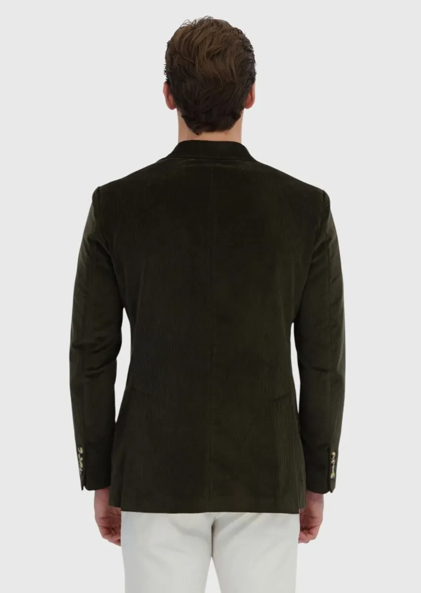 Khaki Ribbed Zeroweight Slim Fit 100% Cotton Jacket - 7
