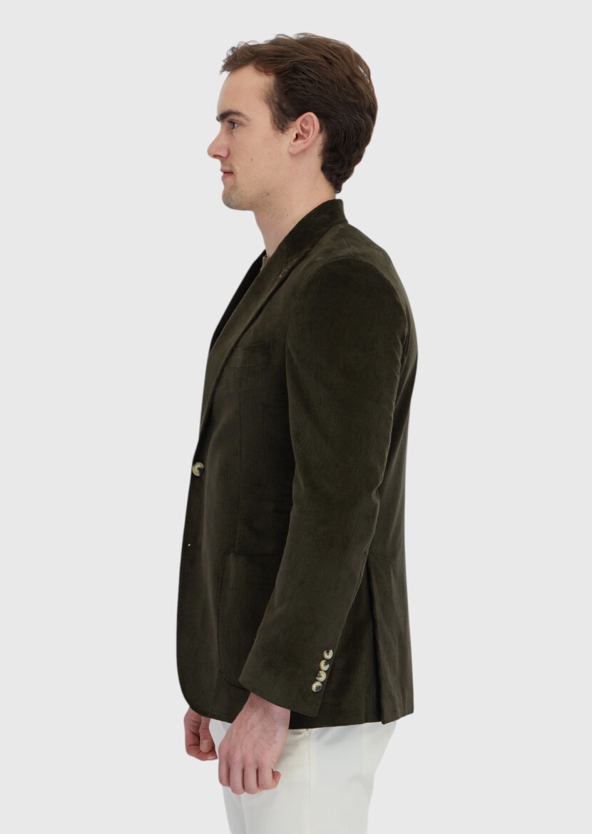 Khaki Ribbed Zeroweight Slim Fit 100% Cotton Jacket - 5