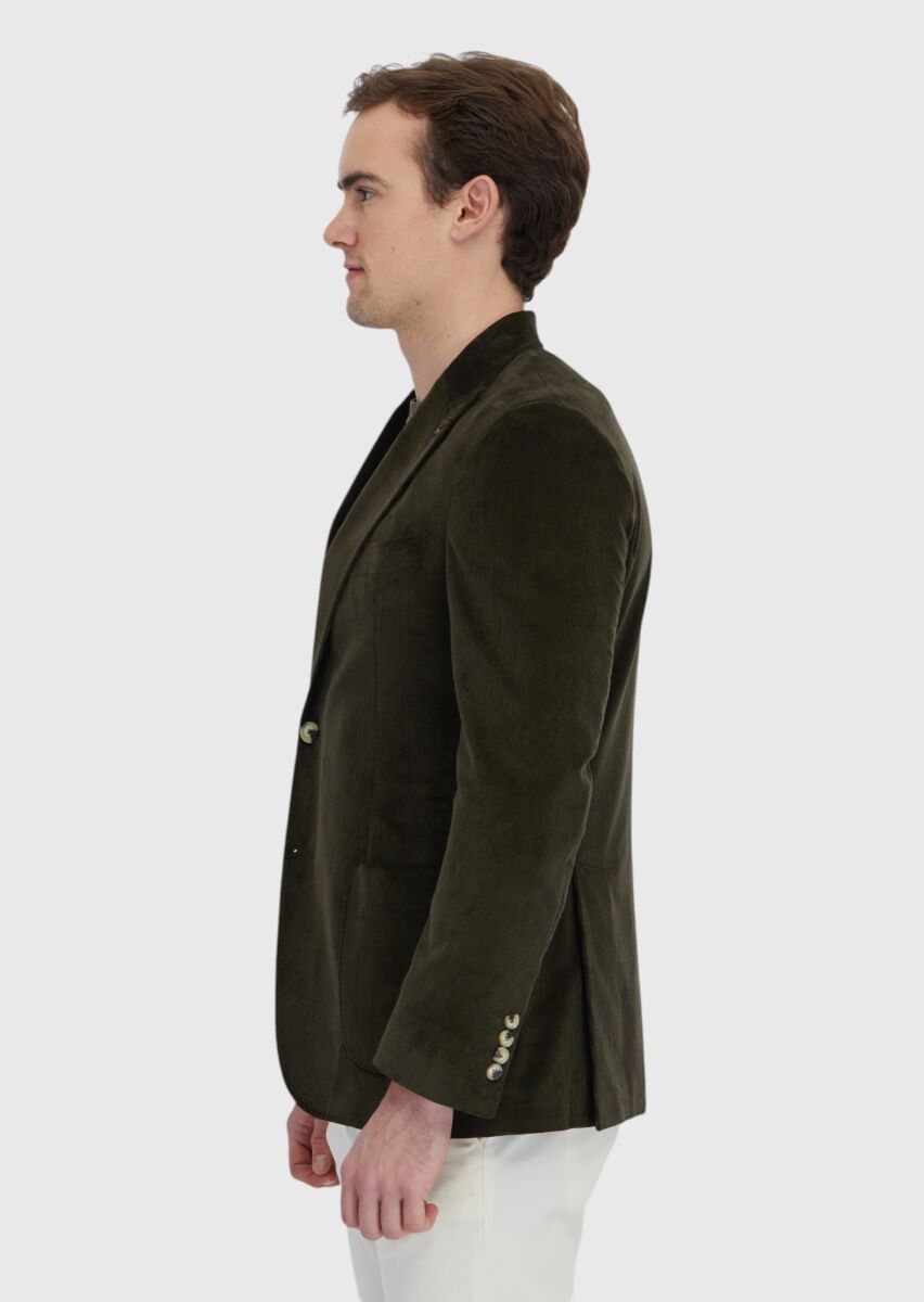 Khaki Ribbed Zeroweight Slim Fit 100% Cotton Jacket - 5