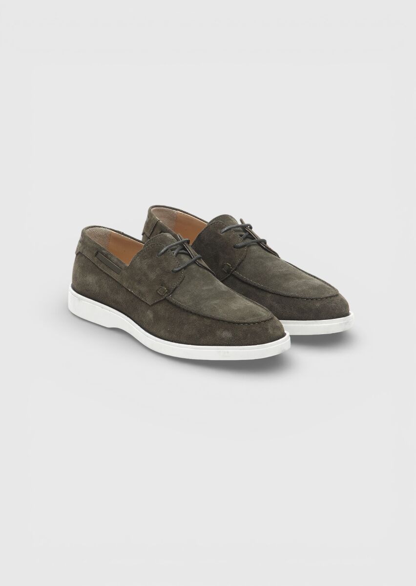 Khaki Suede Casual Shoes - 2