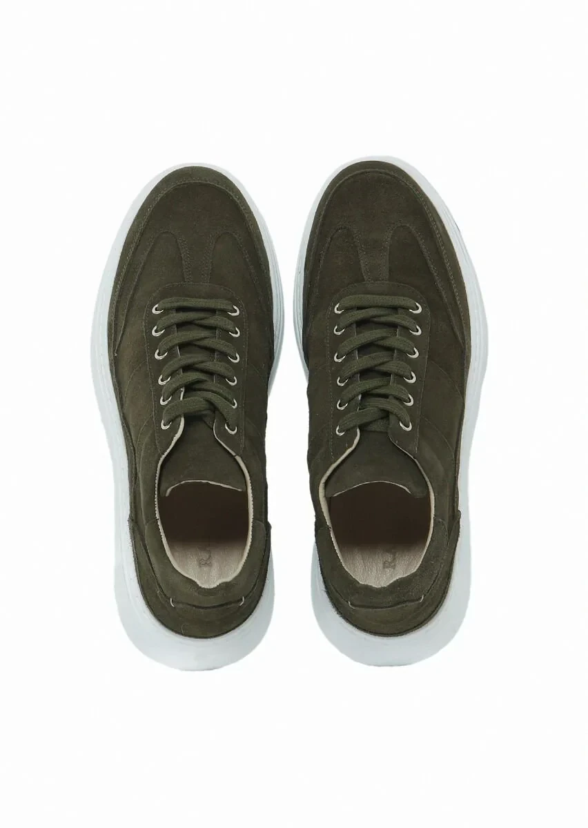 Khaki Suede Sport Sneaker - 6
