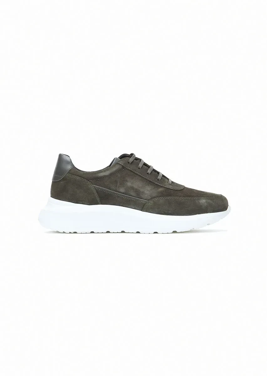 Khaki Suede Sport Sneaker - 1