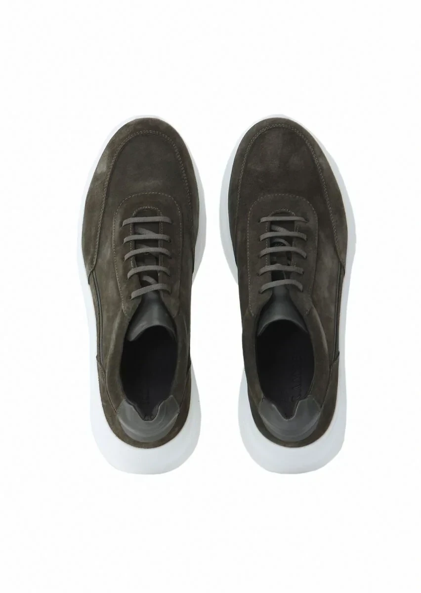 Khaki Suede Sport Sneaker - 6