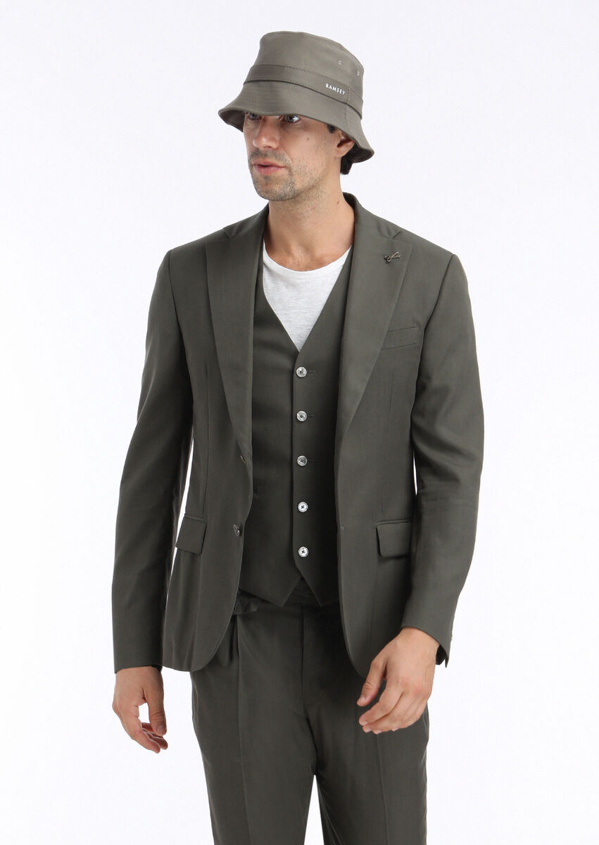 Khaki Suit With Waistcoat - 5