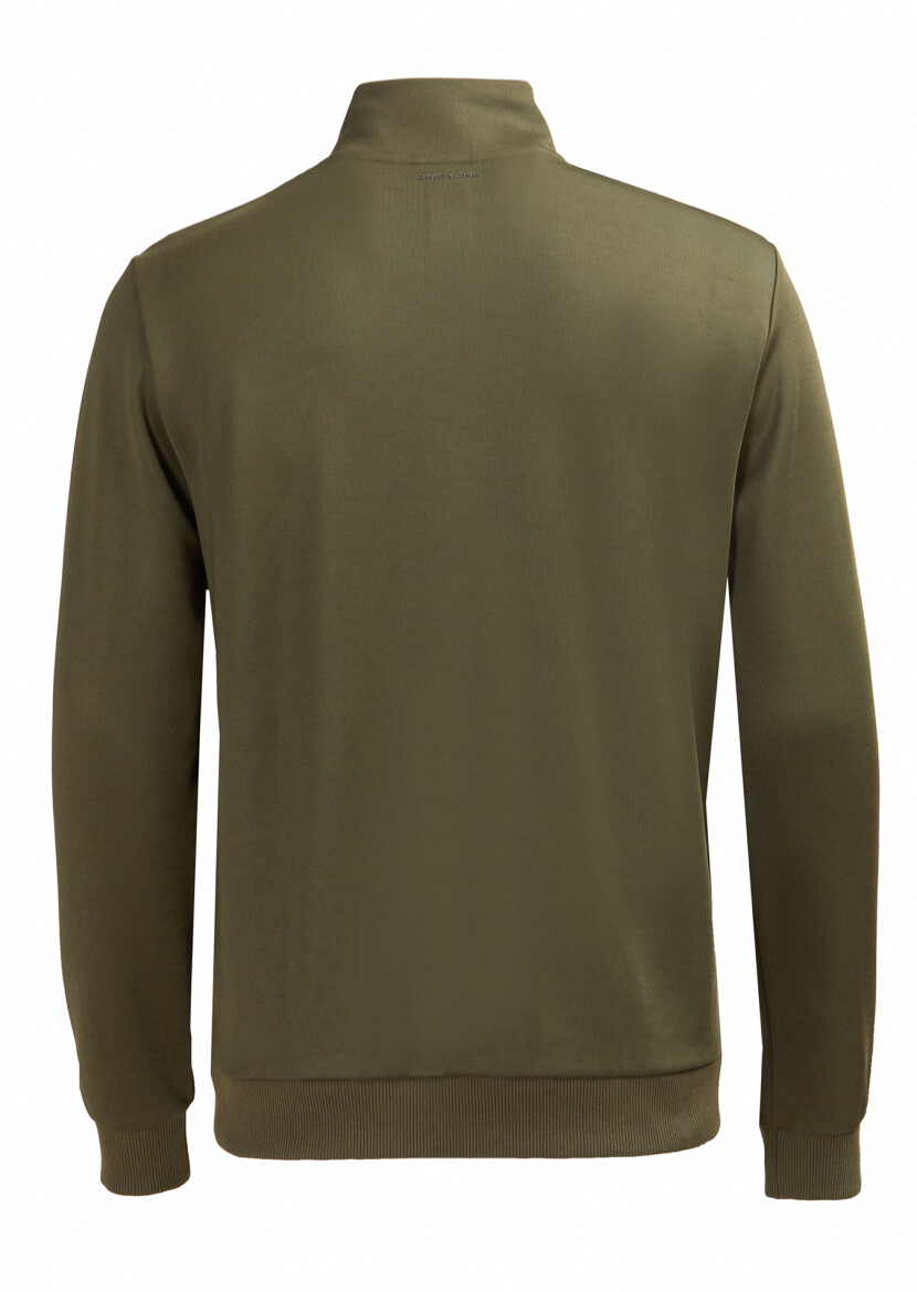 Khaki Turtleneck Plain Sweatshirt - 4