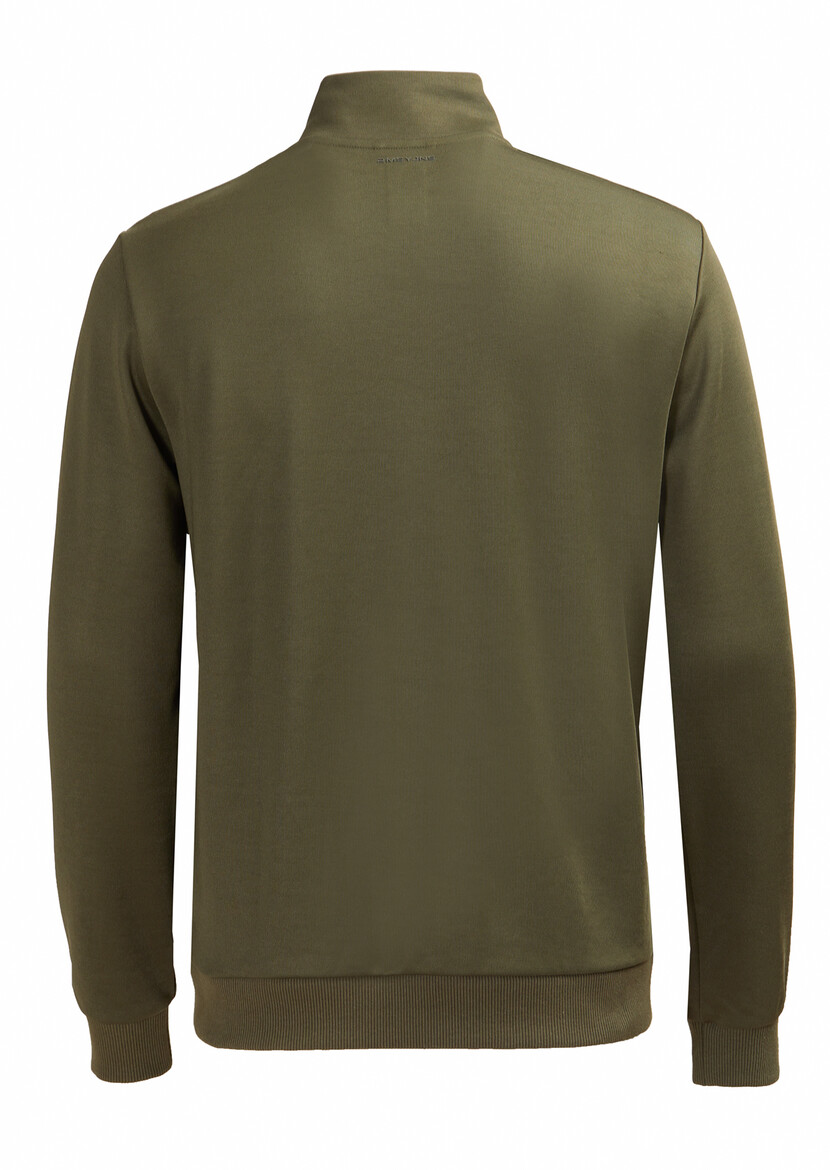 Khaki Turtleneck Plain Sweatshirt - 5