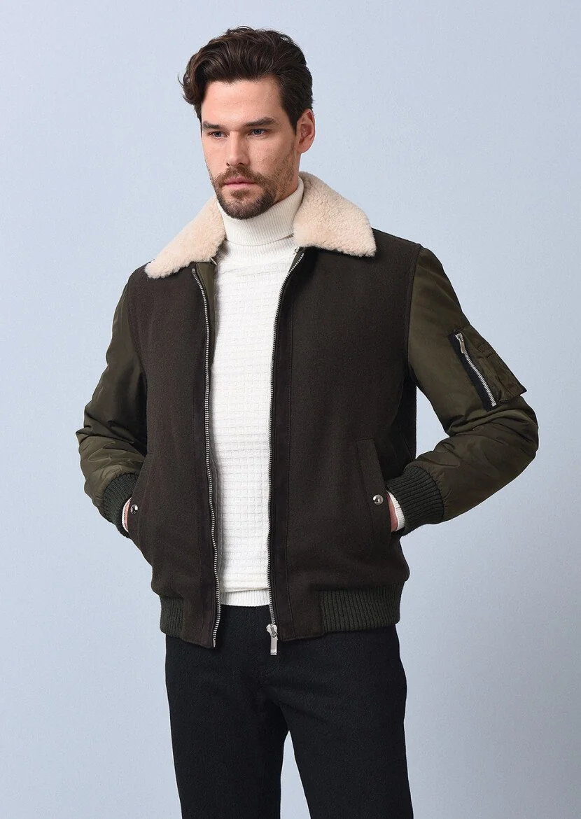 Khaki Weaving Coat - 1