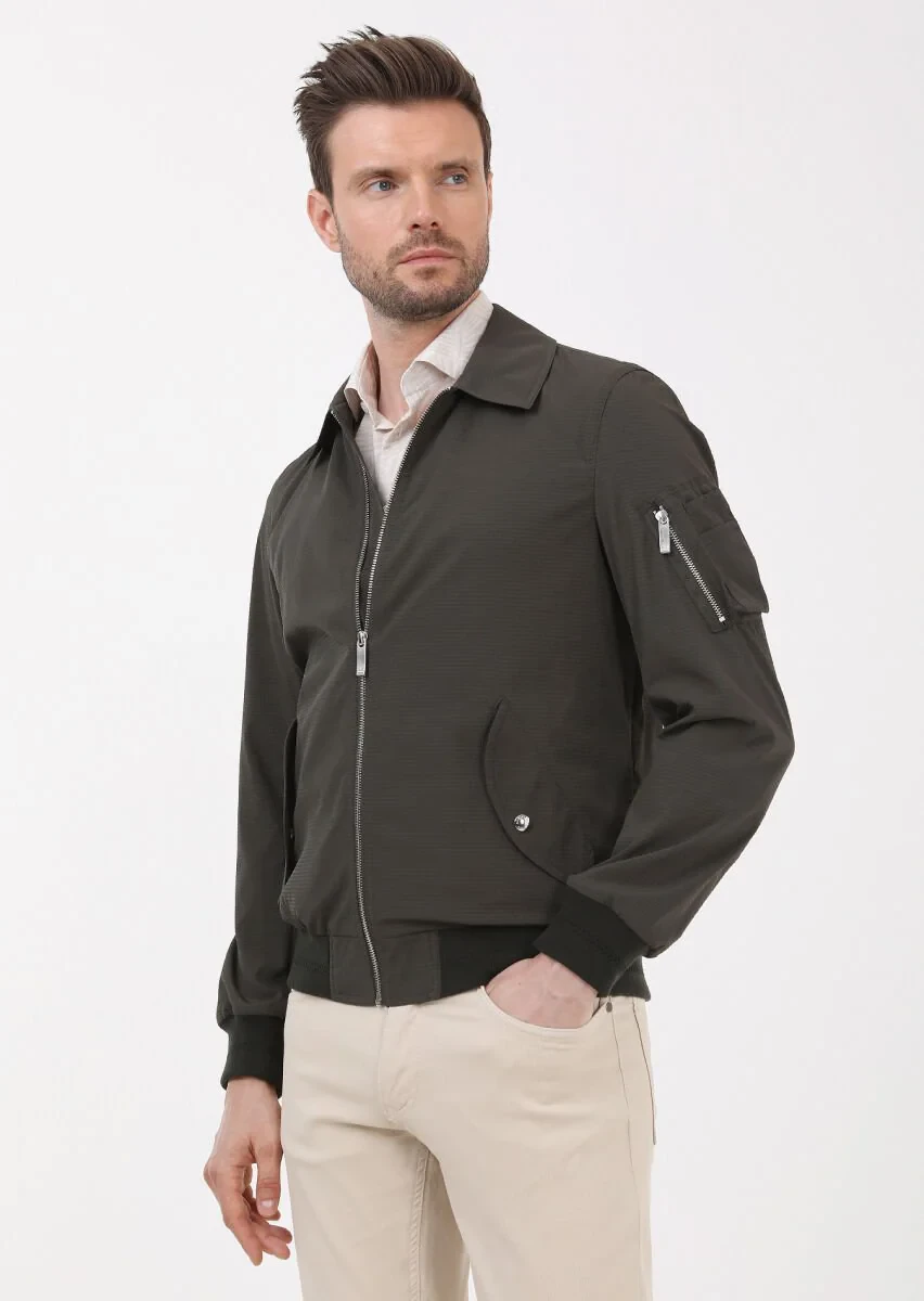 Khaki Weaving Coat - 1