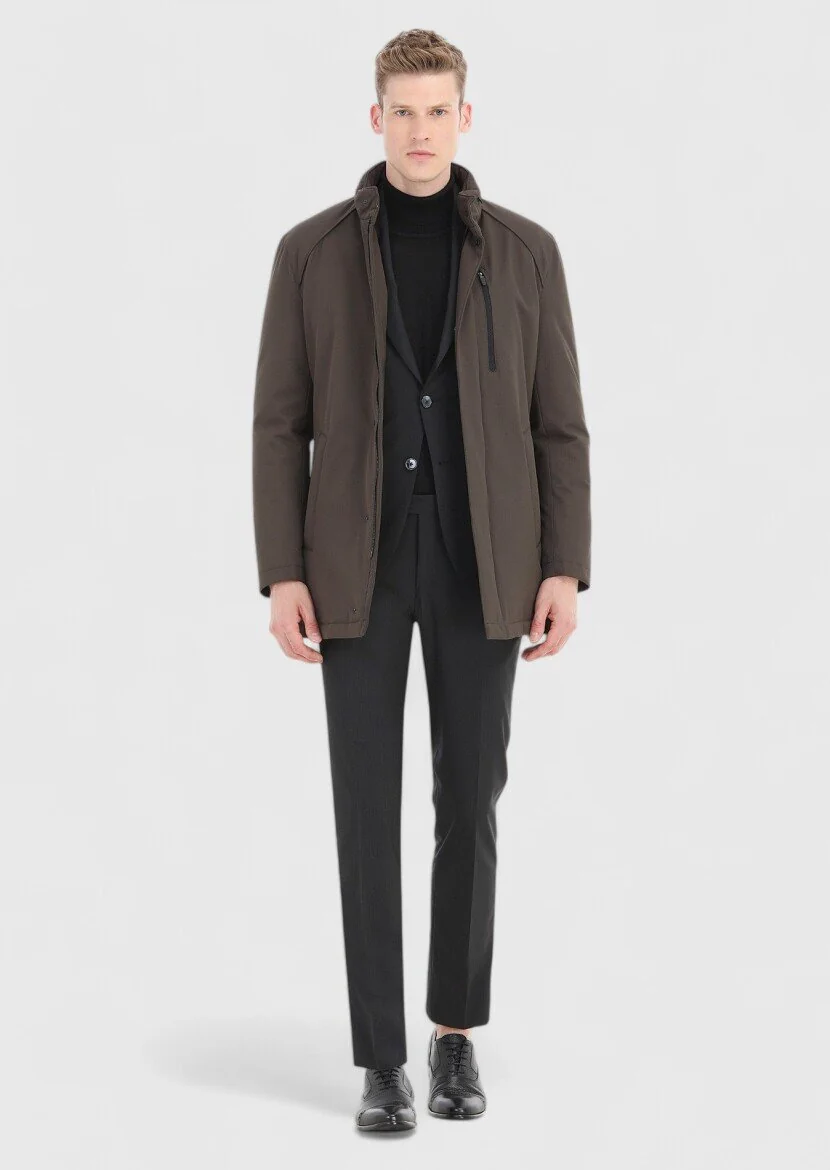 Khaki Weaving Coat - 1