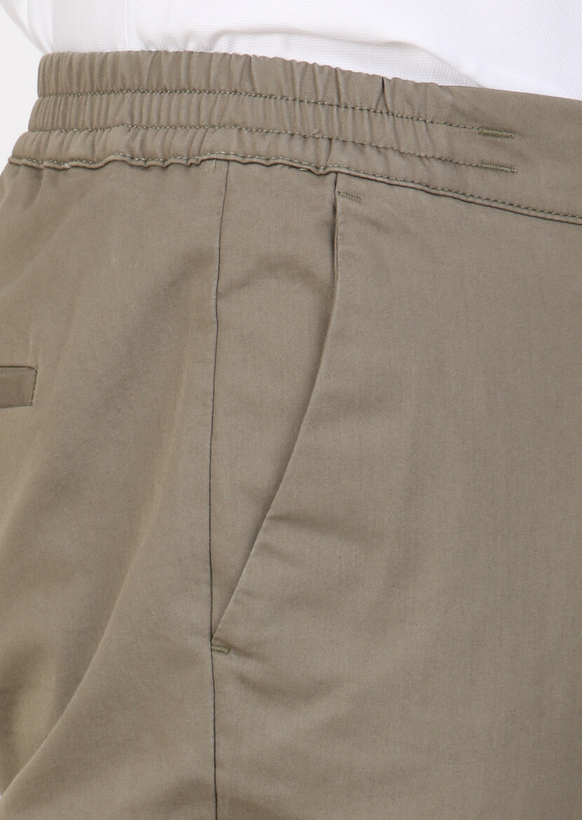 Khaki Weaving Jogging Fit Casual Cotton Blended Trousers - 3