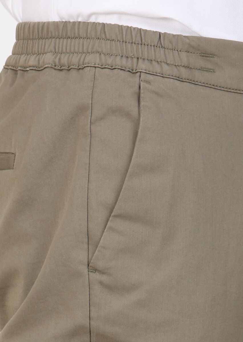 Khaki Weaving Jogging Fit Casual Cotton Blended Trousers - 3