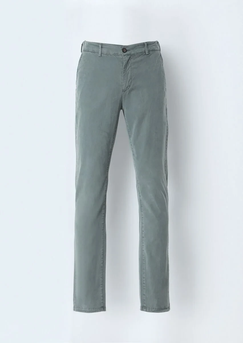 Khaki Weaving Jogging Fit Casual Cotton Blended Trousers - 1