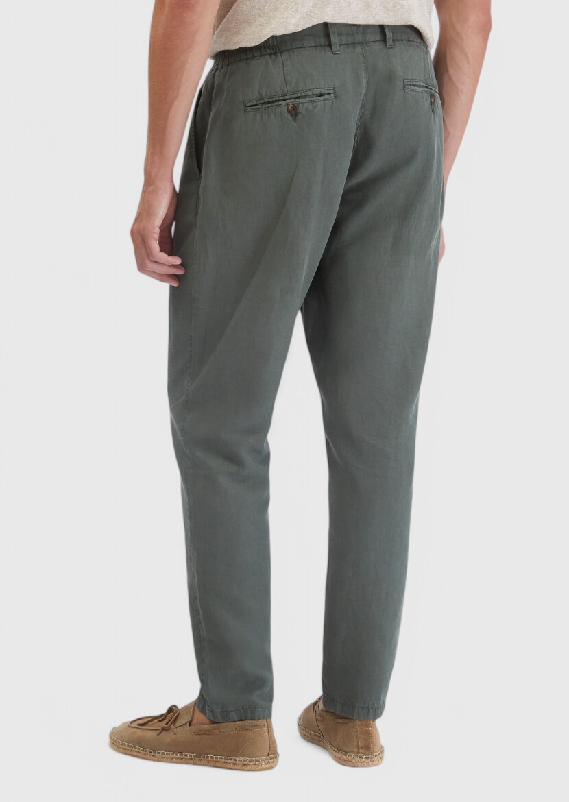 Khaki Weaving Jogging Fit Casual Cotton Blended Trousers - 4