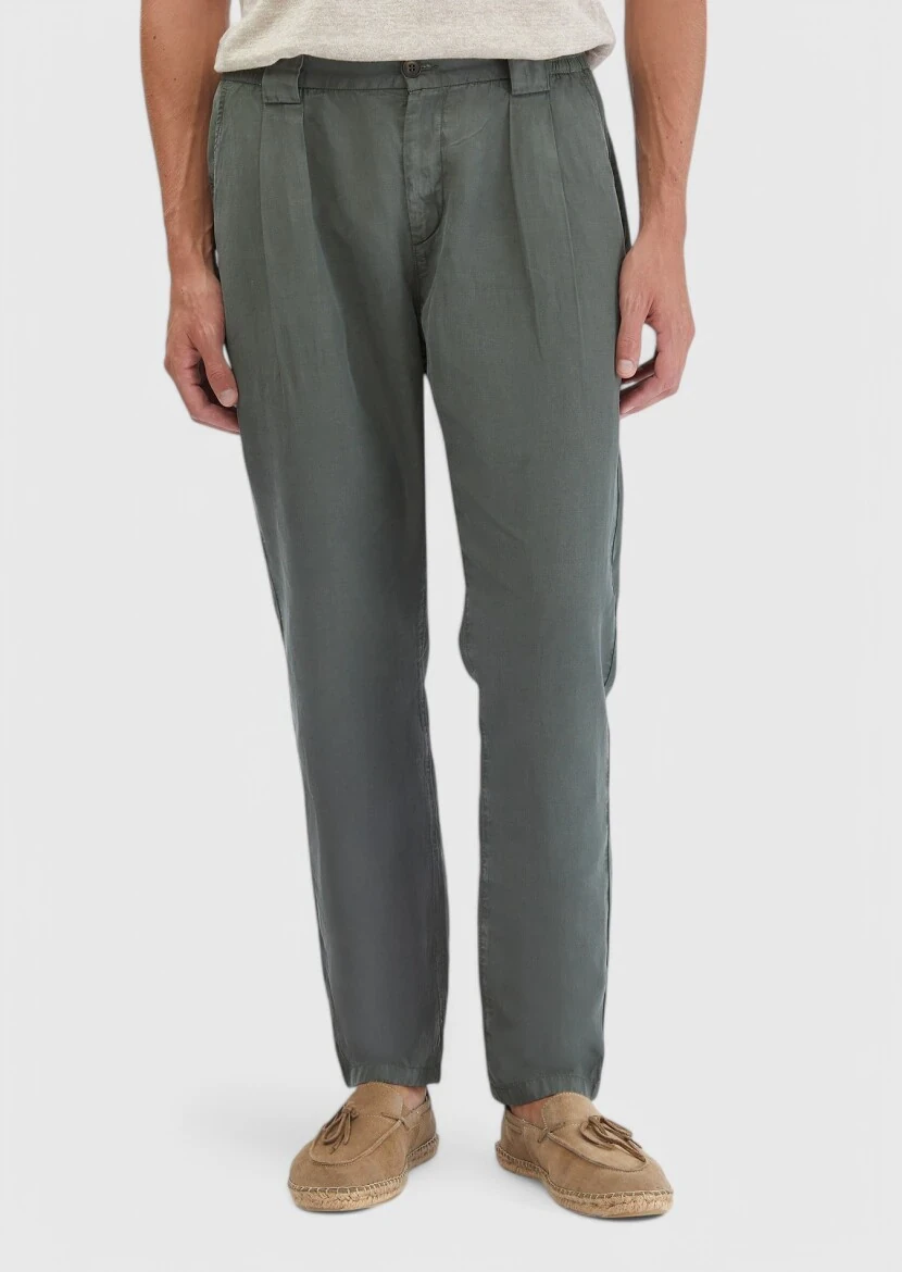 Khaki Weaving Jogging Fit Casual Cotton Blended Trousers 