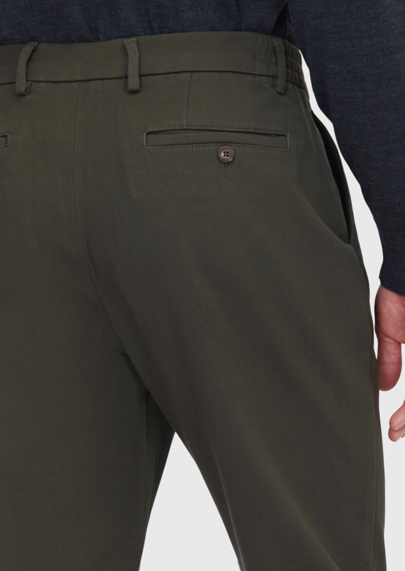 Khaki Weaving Jogging Fit Casual Cotton Blended Trousers - 4