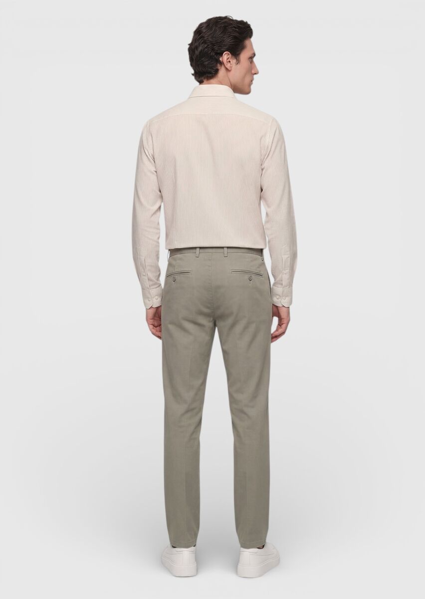 Khaki Weaving Jogging Fit Casual Cotton Blended Trousers - 4