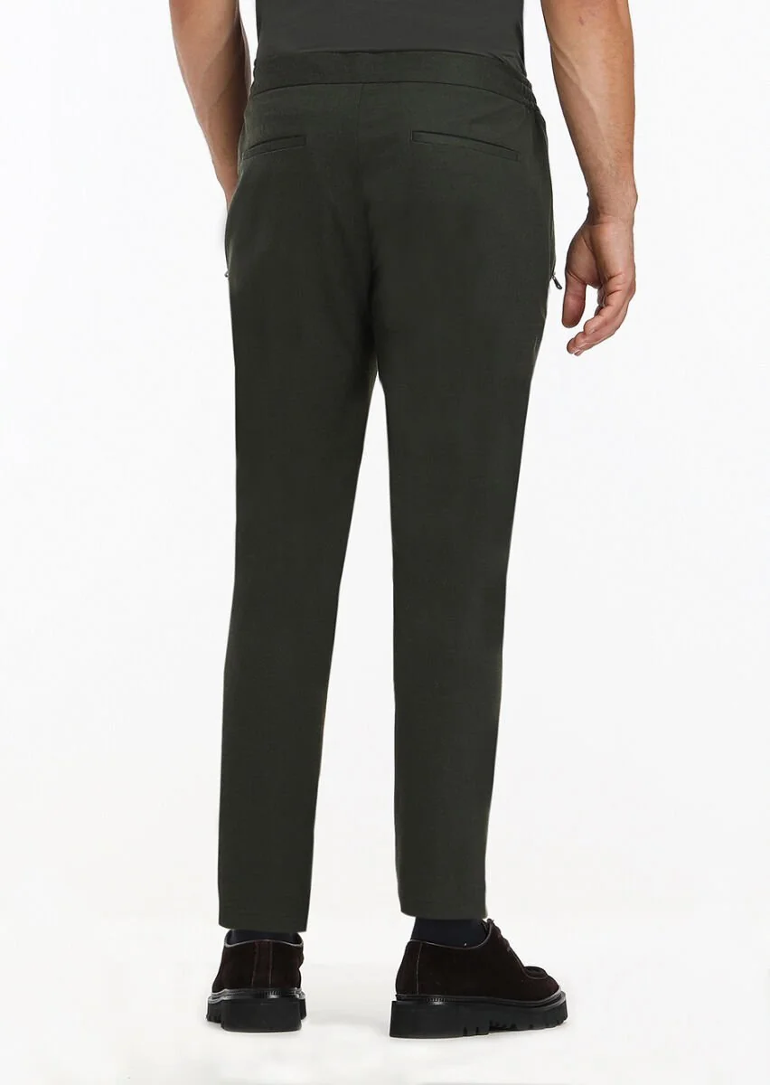 Khaki Weaving Jogging Fit Casual Trousers - 4