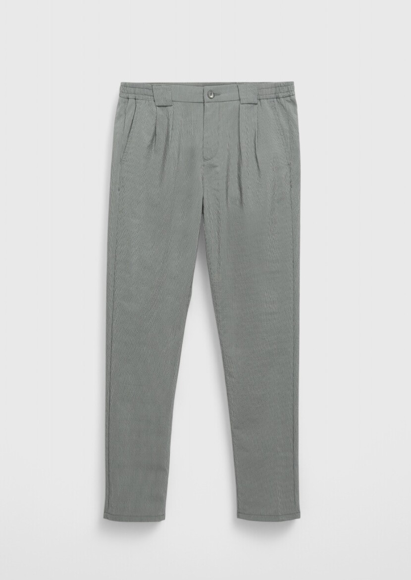 Khaki Weaving Jogging Fit Casual Trousers - 7