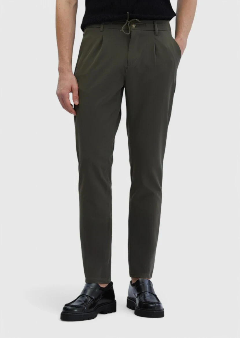 Khaki Weaving Jogging Fit Casual Trousers 