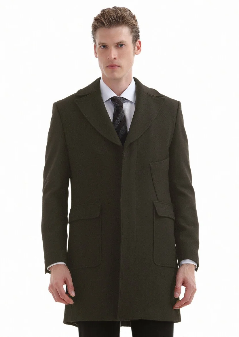 Khaki Weaving Overcoat 