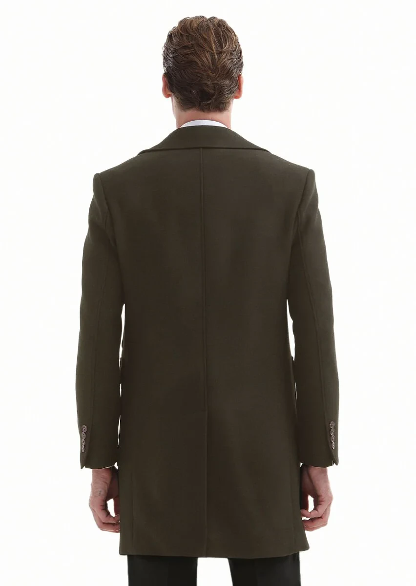 Khaki Weaving Overcoat - 5