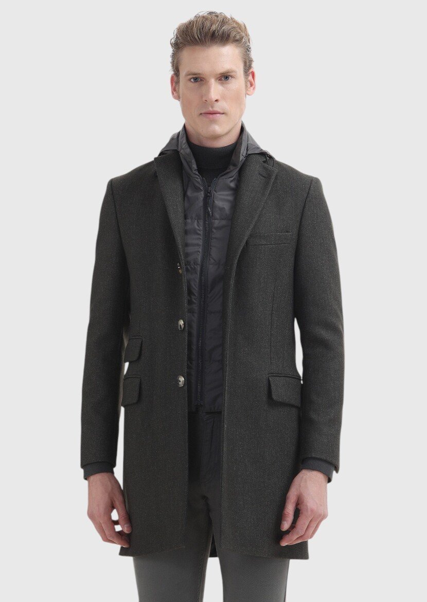 Khaki Weaving Overcoat - 2